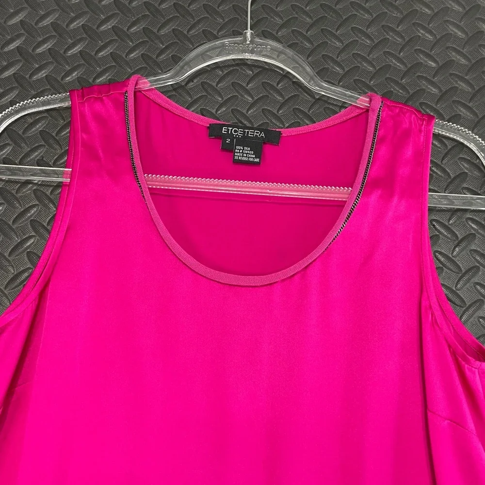 Etcetera Magenta Pink 100% Silk Scoop Neck Tank‎ Top Women's Size 2